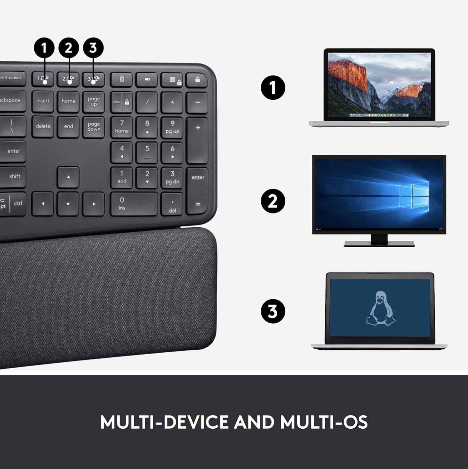 LOGITECH ERGO WIRELESS SPLIT KEYBOARD K860 ENGLISH 920-010359 - Image 9