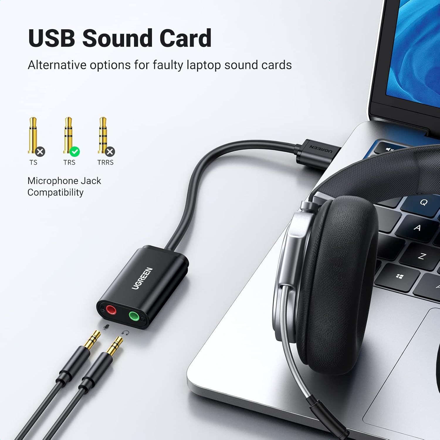 UGREEN USB 2.0 EXTERNAL SOUND ADAPTER BLACK 30724 - Image 2