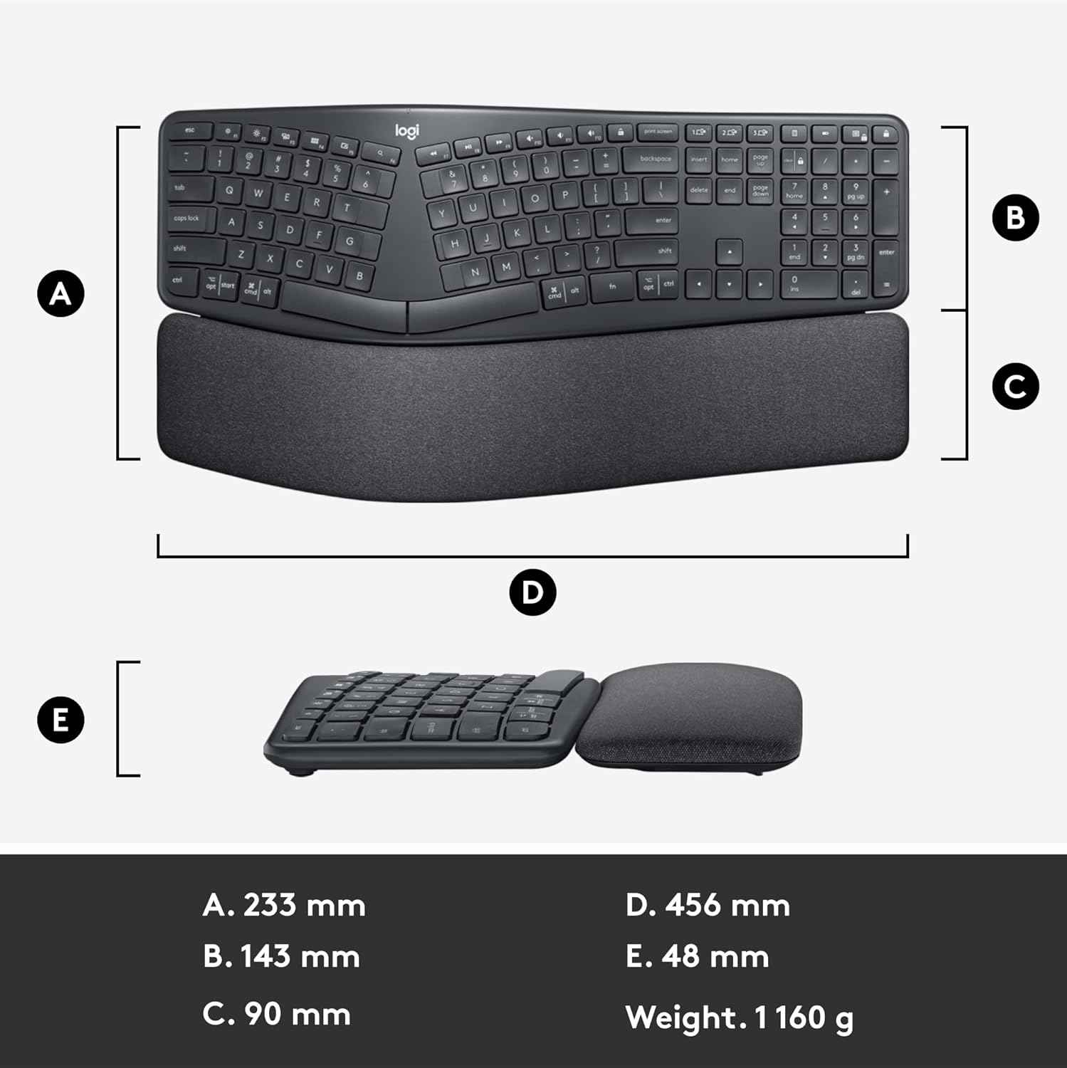 LOGITECH ERGO WIRELESS SPLIT KEYBOARD K860 ENGLISH 920-010359 - Image 13