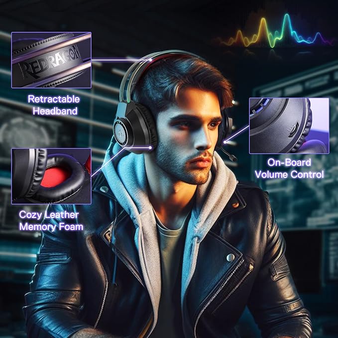 REDRAGON RGB SCREAM WIRED GAMING HEADSET BLACK H231 - Image 3