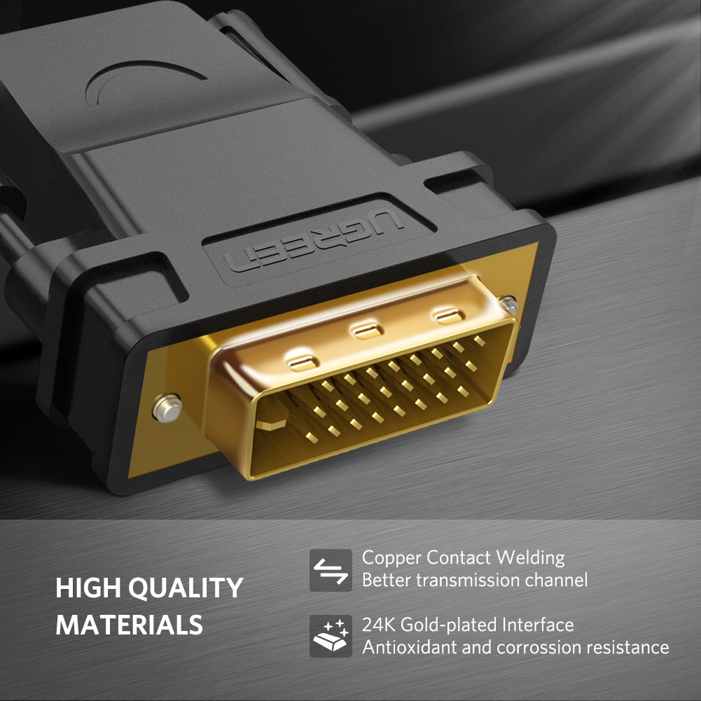 UGREEN DVI 24+1 MALE TO HDMI FEMALE ADAPTER BLACK 20124 - Image 6