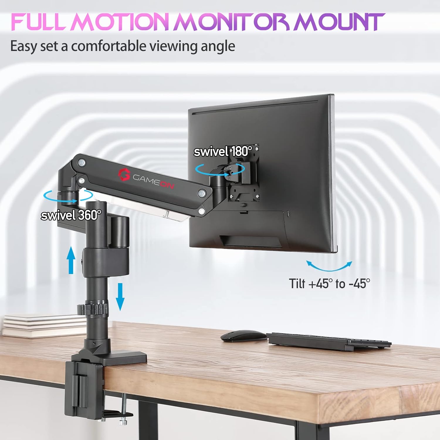 GAMEON GO-2083 POLE MOUNTED GAS SPRING DUAL MONITOR ARM 17-35-INCH BLACK - Image 2