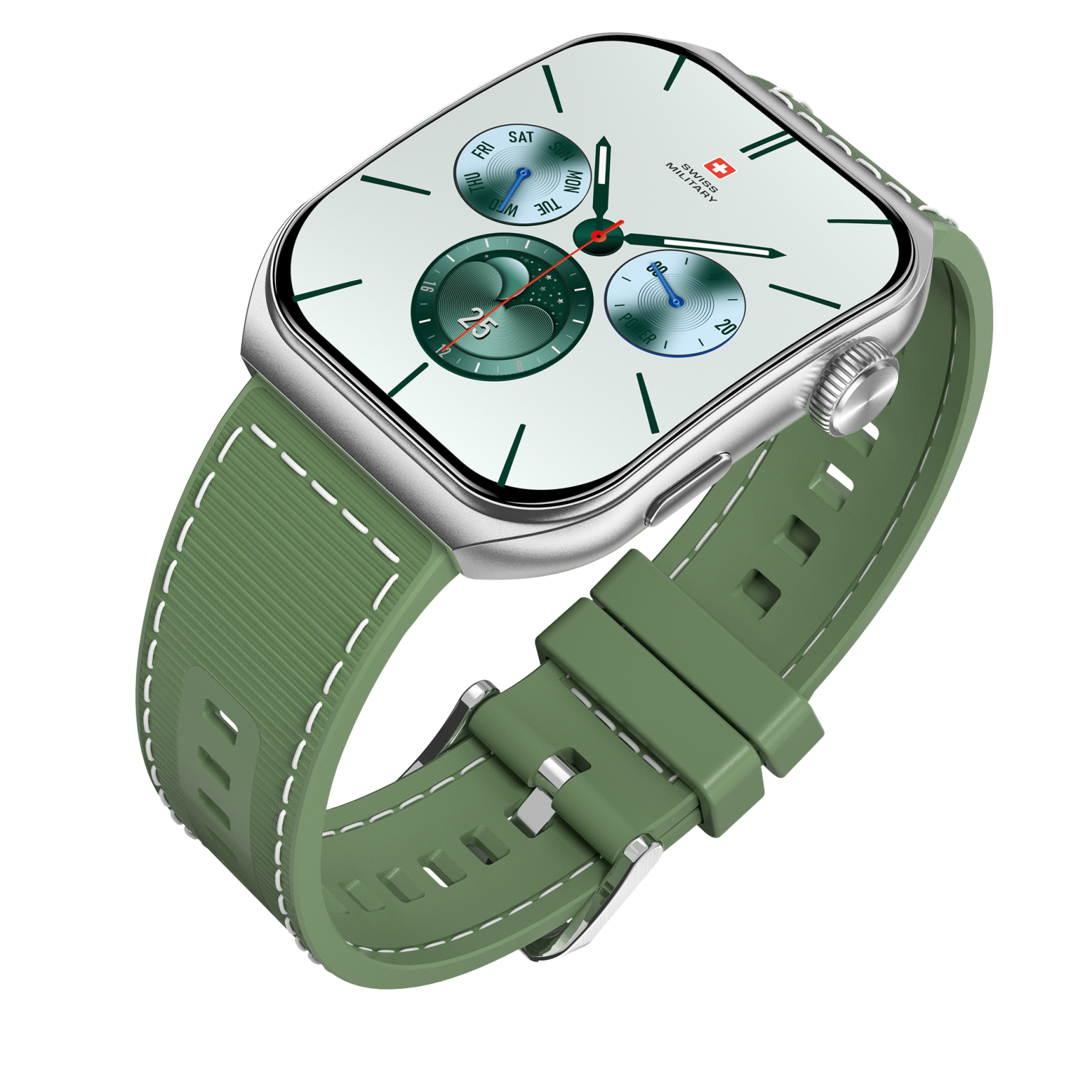 SWISS MILITARY ALPS 3 GREEN WATCH WITH SILICON STRAP SM-WAT-ALPS3-SLF-GRNSST - Image 3