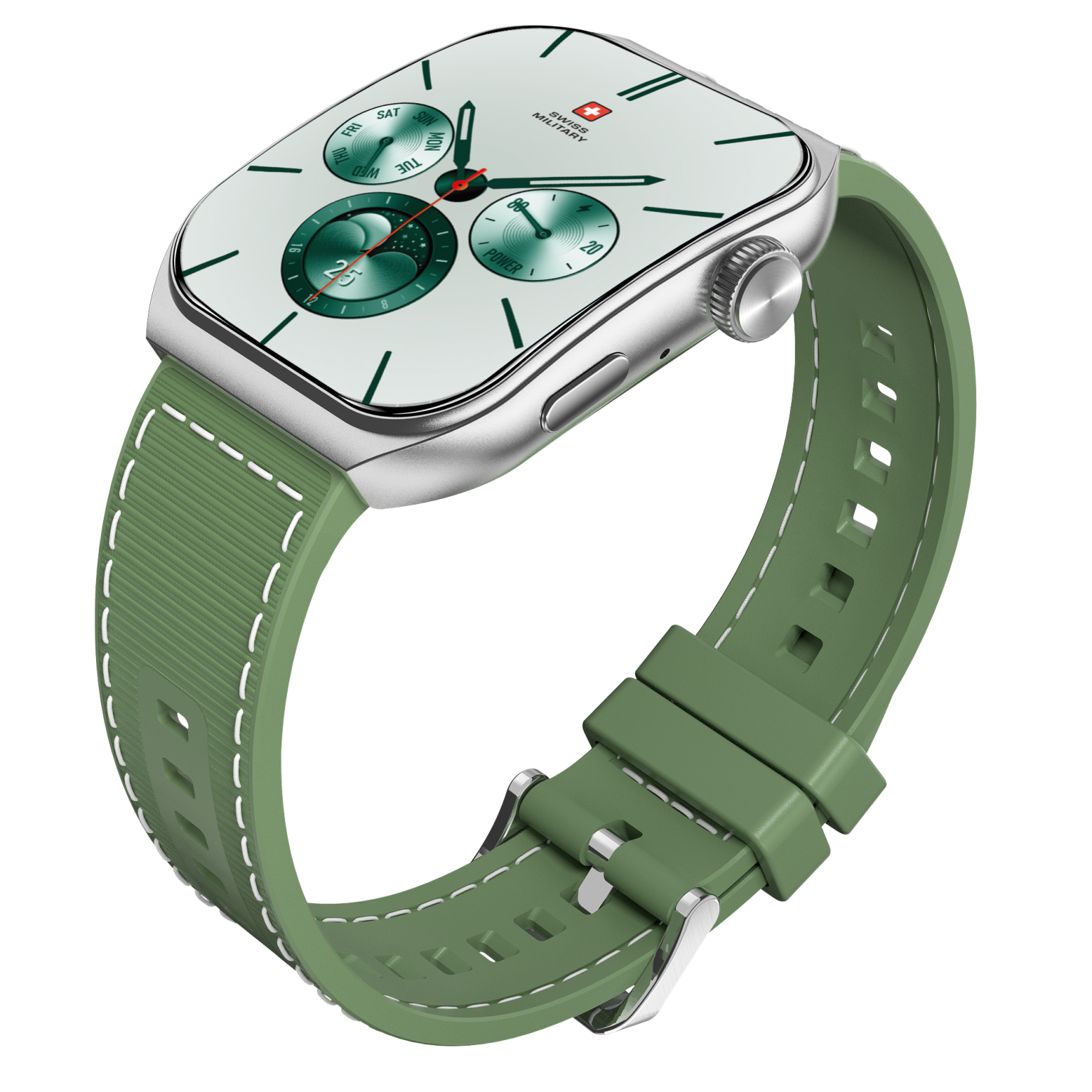 SWISS MILITARY ALPS 3 GREEN WATCH WITH SILICON STRAP SM-WAT-ALPS3-SLF-GRNSST - Image 4