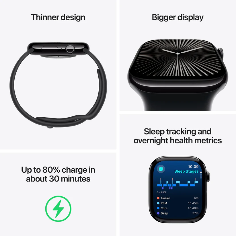 APPLE WATCH SERIES 10 42MM GPS SILVER ALUMINIUM CASE WITH DENIM SPORT BAND MWWC3 - Image 3