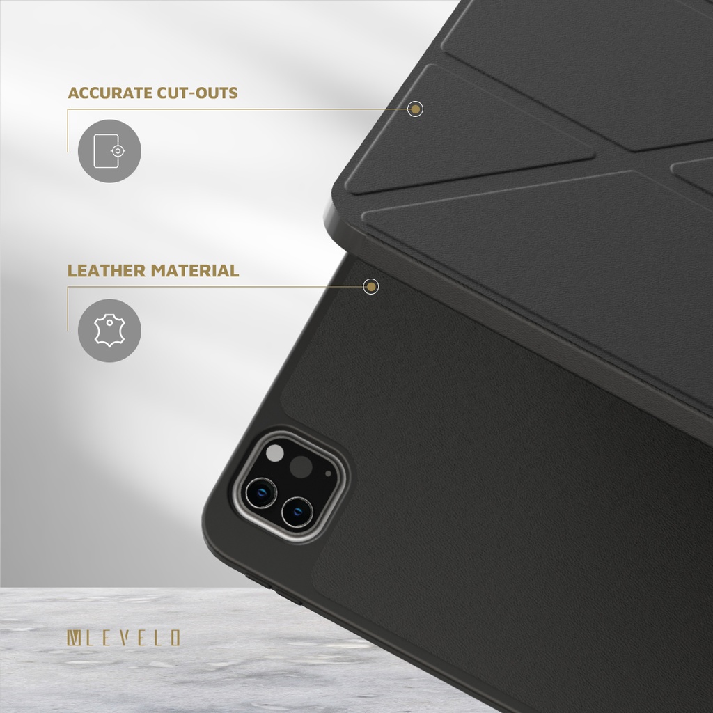 LEVELO ELEGANTE IPAD AIR 10.2 HYBRID LEATHER MAGNETIC CASE BLACK LVLELGP12BK - Image 3