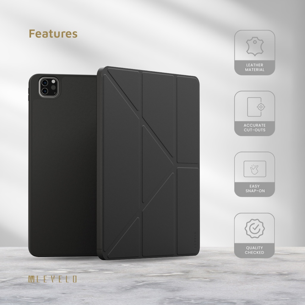 LEVELO ELEGANTE IPAD AIR 10.2 HYBRID LEATHER MAGNETIC CASE BLACK LVLELGP12BK - Image 2