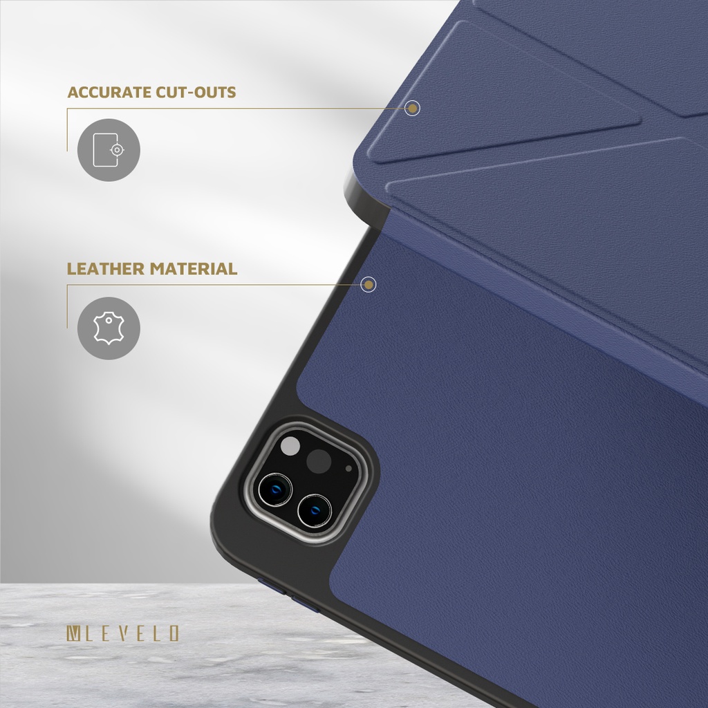 LEVELO ELEGANTE IPAD AIR 10.2 HYBRID LEATHER MAGNETIC CASE BLUE LVLELGP12BU - Image 3