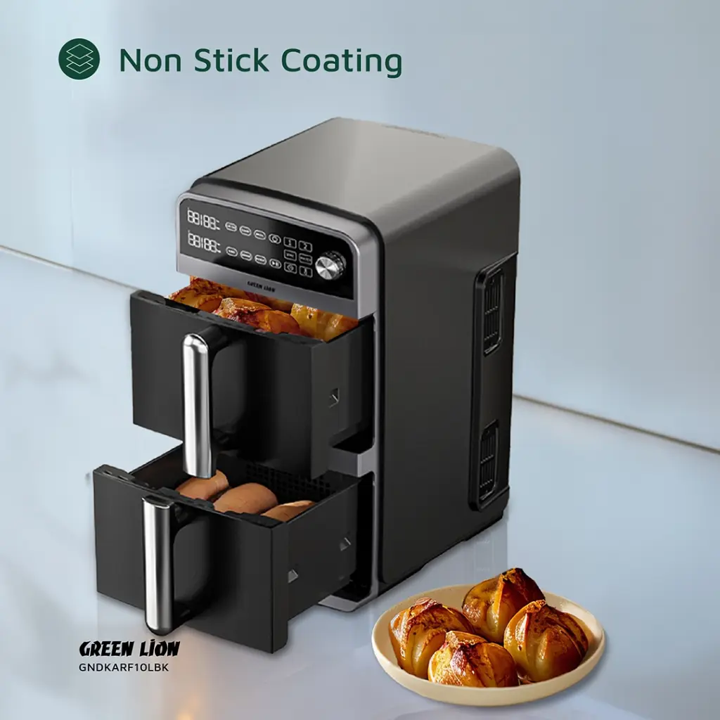 GREEN LION DOUBLE DECKER AIR FRYER 10L BLACK GNDKARF10LBK - Image 7