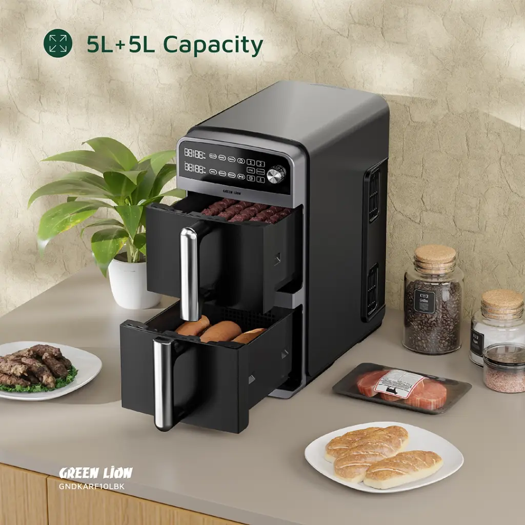GREEN LION DOUBLE DECKER AIR FRYER 10L BLACK GNDKARF10LBK - Image 6