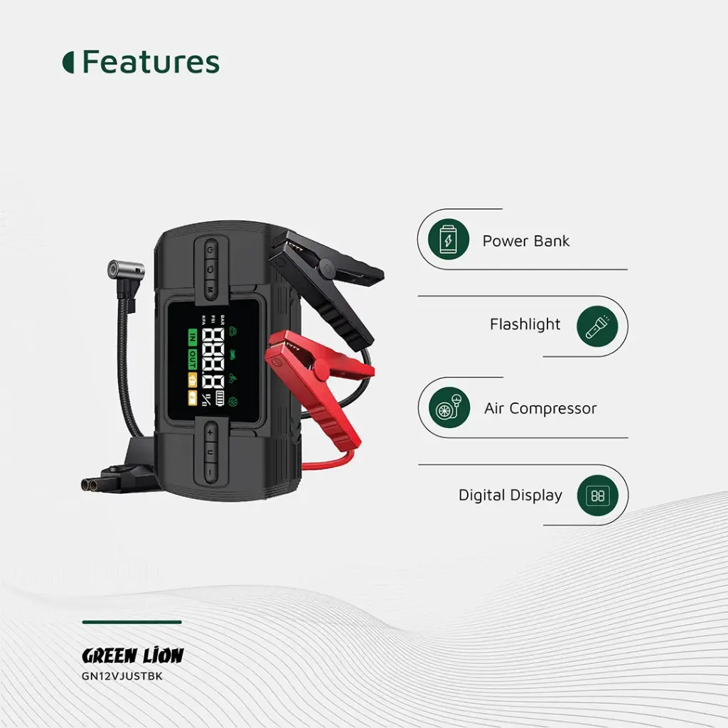 GREEN LION 12V JUMP STARTER 12000 MAH BLACK GN12VJUSTBK - Image 3