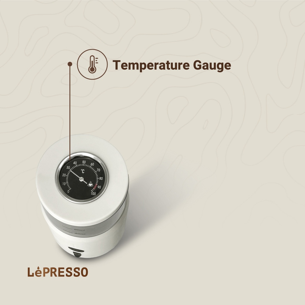 LEPRESSO PORTABLE ESPRESSO HEATING TEMPERATURE GAUGE LP001 WHITE LPCFFM001-WH - Image 4