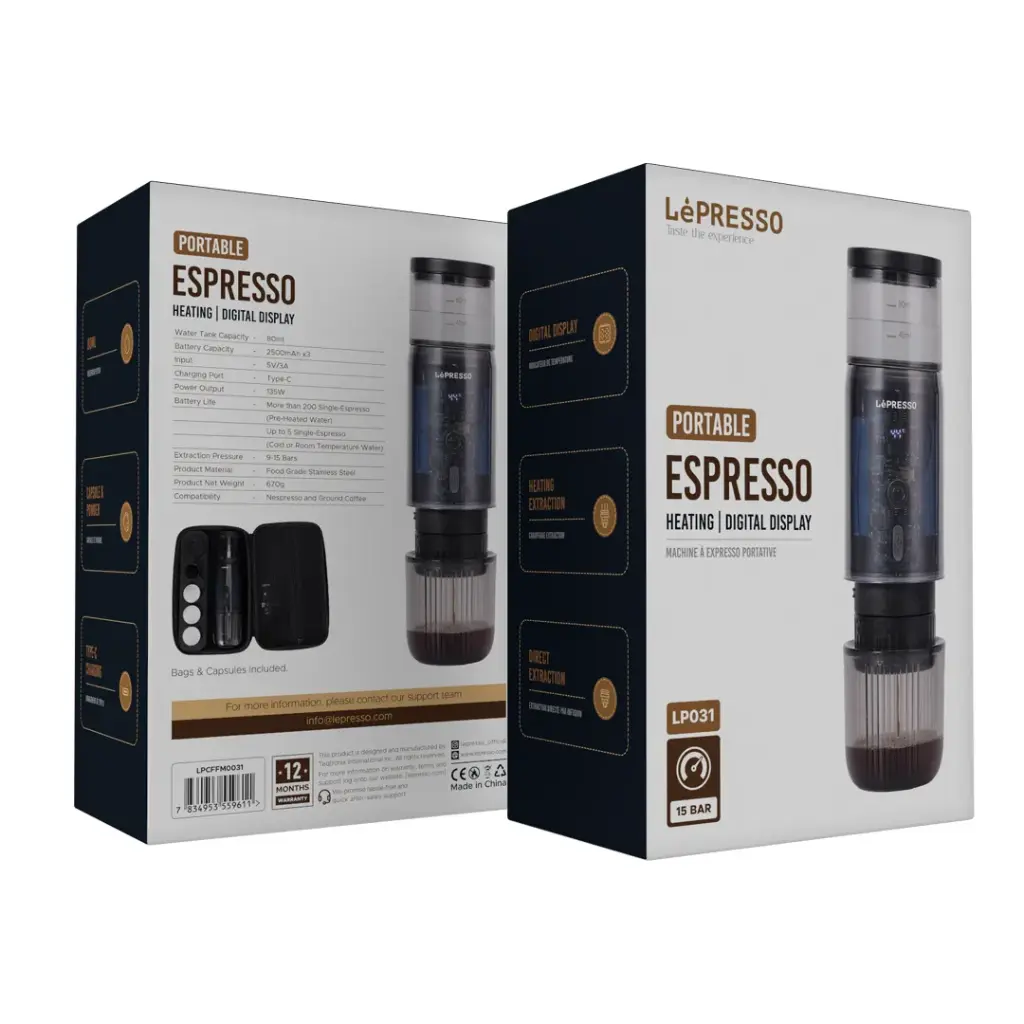 LEPRESSO PORTABLE ESPRESSO WITH DIGITAL DISPLAY BLACK LPCFFM0031 - Image 3