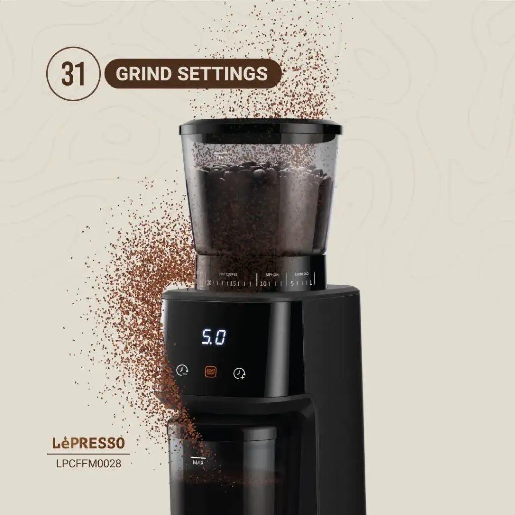LEPRESSO CONICAL BURR GRINDER BLACK LPCFFM0028 - Image 4