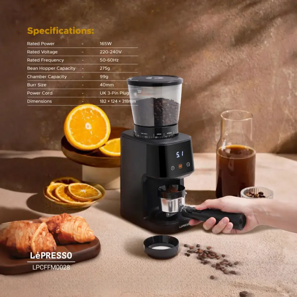 LEPRESSO CONICAL BURR GRINDER BLACK LPCFFM0028 - Image 2