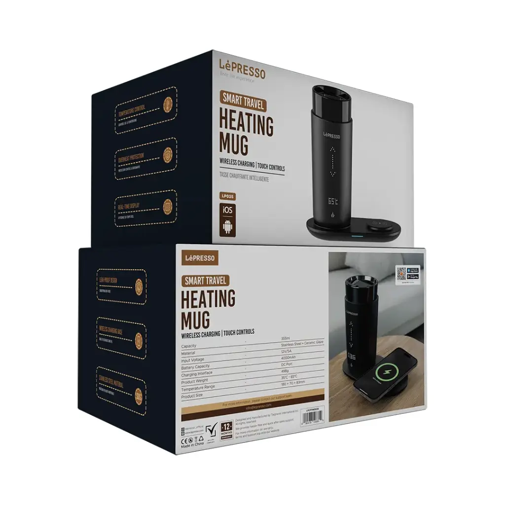 LEPRESSO SMART TRAVEL HEATING MUG WITH WIRELESS CHARGING BLACK LPCFFM0035 - Image 4