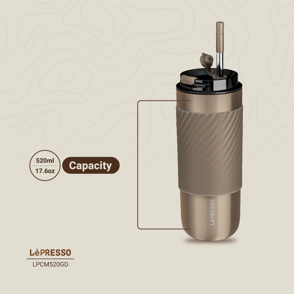 LEPRESSO THERMAL TUMBLER WITH INFUSION FILTER GOLD LPCM520GD - Image 3