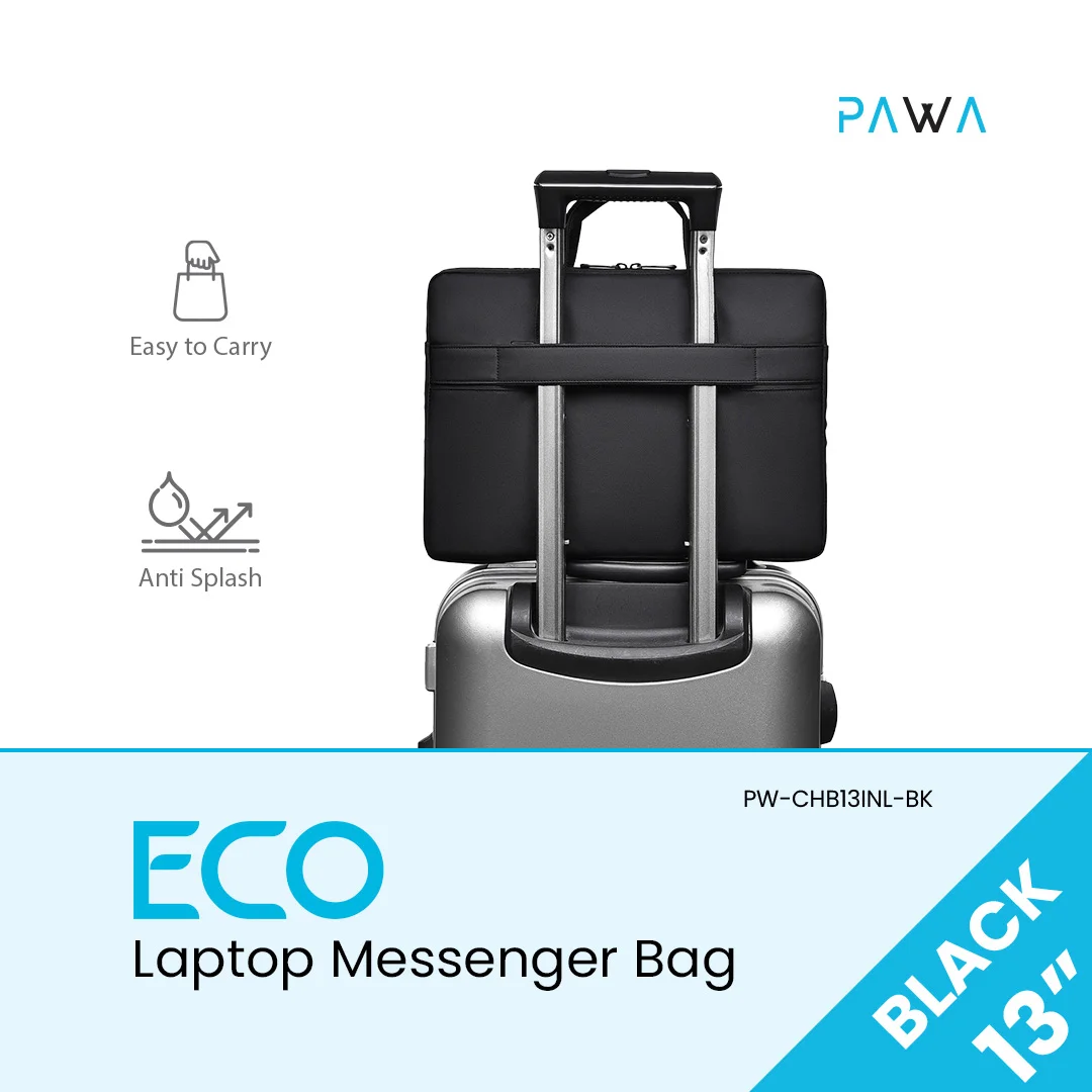 PAWA ECO LAPTOP MESSENGER BAG 13 INCH BLACK PW-CHB13INL-BK - Image 2