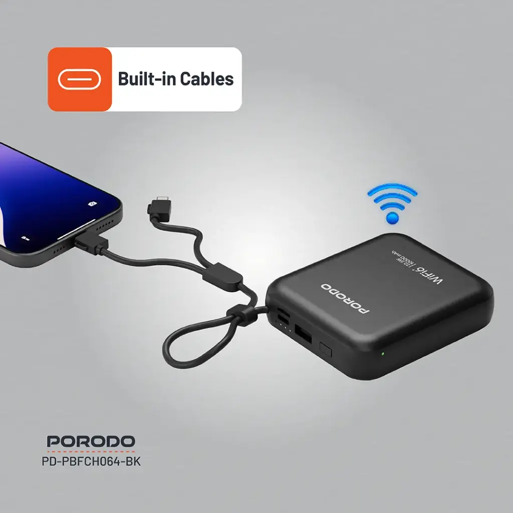 PORODO 4G LTE WIFI 6 POCKET ROUTER PD22.5W BLACK PD-PBFCH064-BK - Image 10