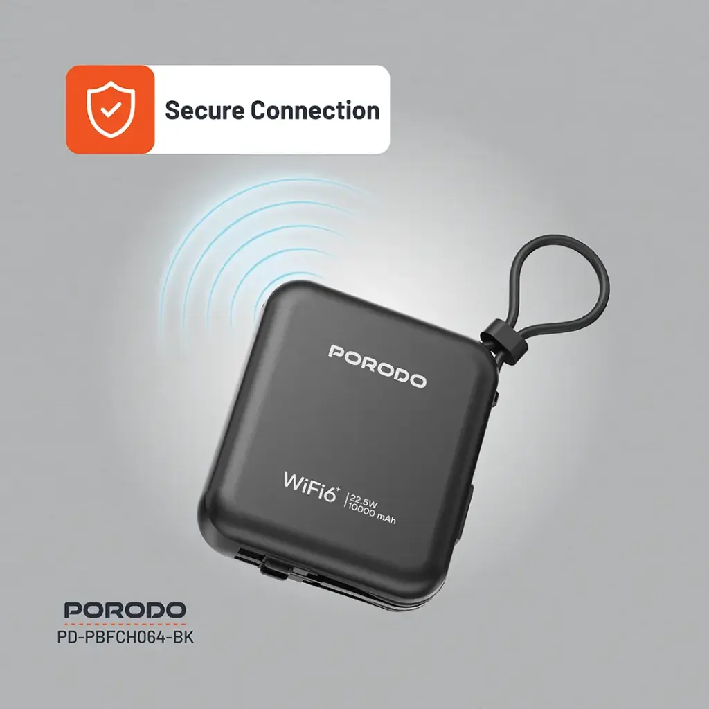 PORODO 4G LTE WIFI 6 POCKET ROUTER PD22.5W BLACK PD-PBFCH064-BK - Image 9