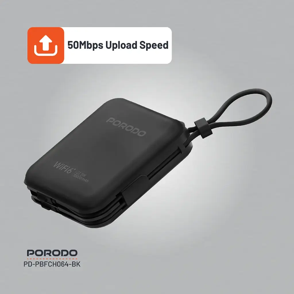 PORODO 4G LTE WIFI 6 POCKET ROUTER PD22.5W BLACK PD-PBFCH064-BK - Image 7
