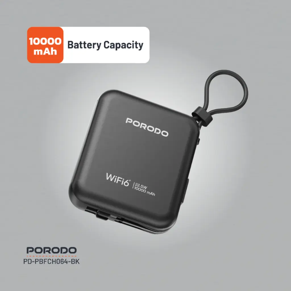 PORODO 4G LTE WIFI 6 POCKET ROUTER PD22.5W BLACK PD-PBFCH064-BK - Image 5