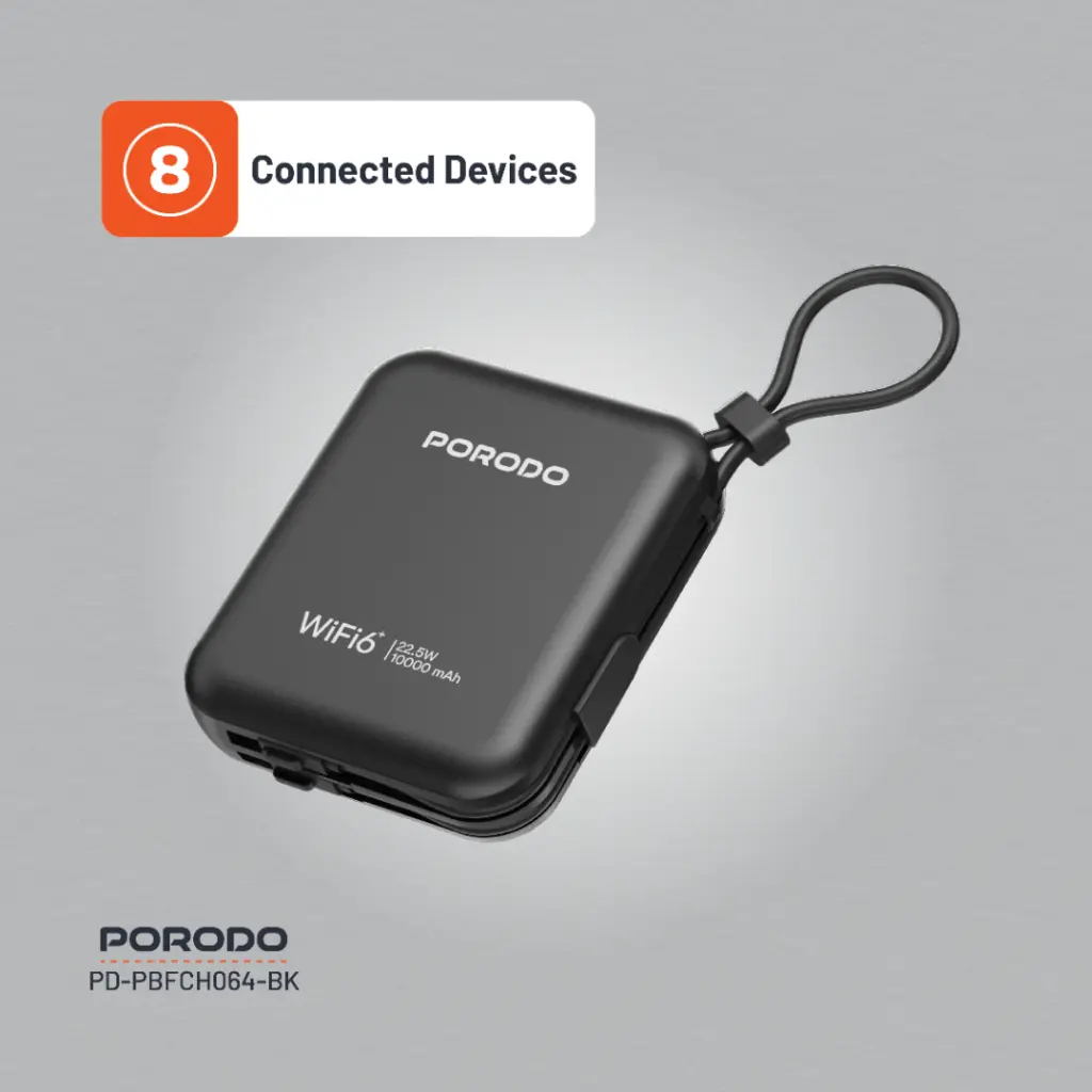 PORODO 4G LTE WIFI 6 POCKET ROUTER PD22.5W BLACK PD-PBFCH064-BK - Image 11