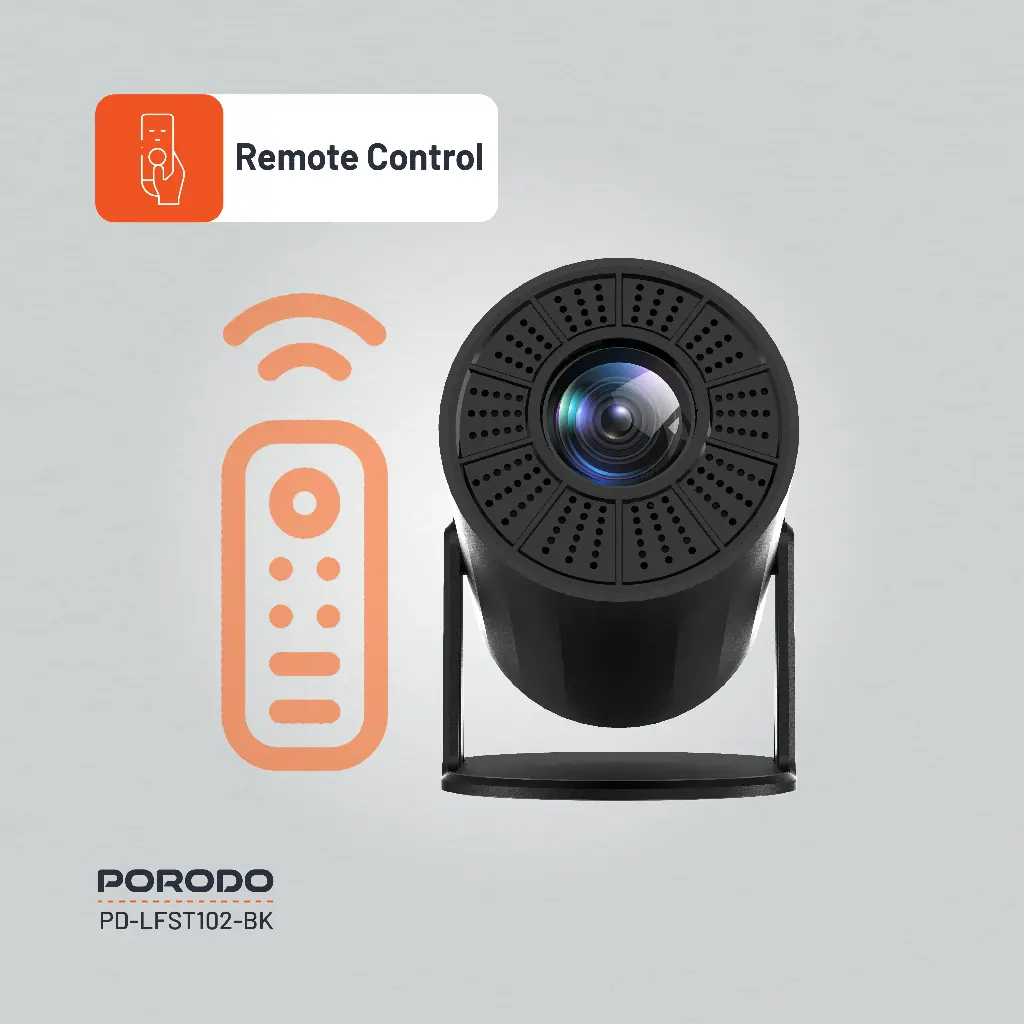 PORODO WIRELESS MIRRORING MULTI ANGLE PROJECTOR 1080P BLACK PD-LFST102-BK - Image 4