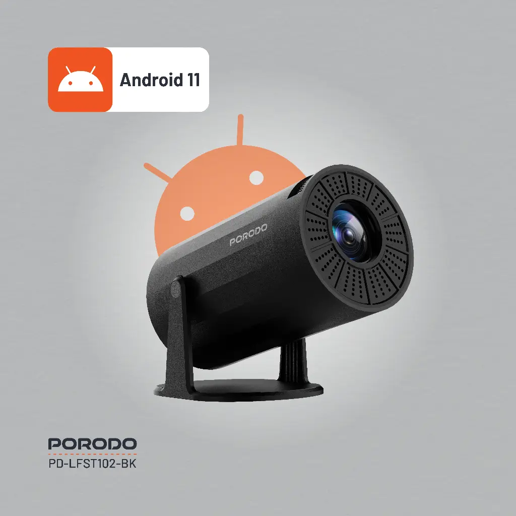 PORODO WIRELESS MIRRORING MULTI ANGLE PROJECTOR 1080P BLACK PD-LFST102-BK - Image 3