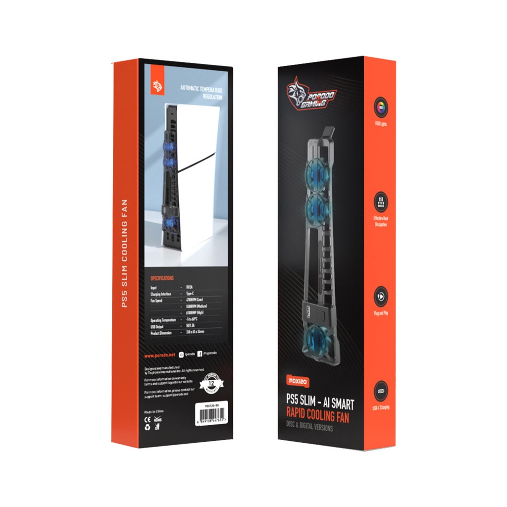 PORODO GAMING AI SMART RAPID COOLING FAN PDX120-BK - Image 3