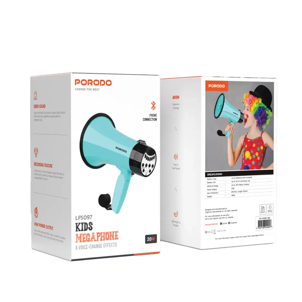 PORODO KIDS MEGAPHONE 20W SKY BLUE PD-LFST097-SKB - Image 2