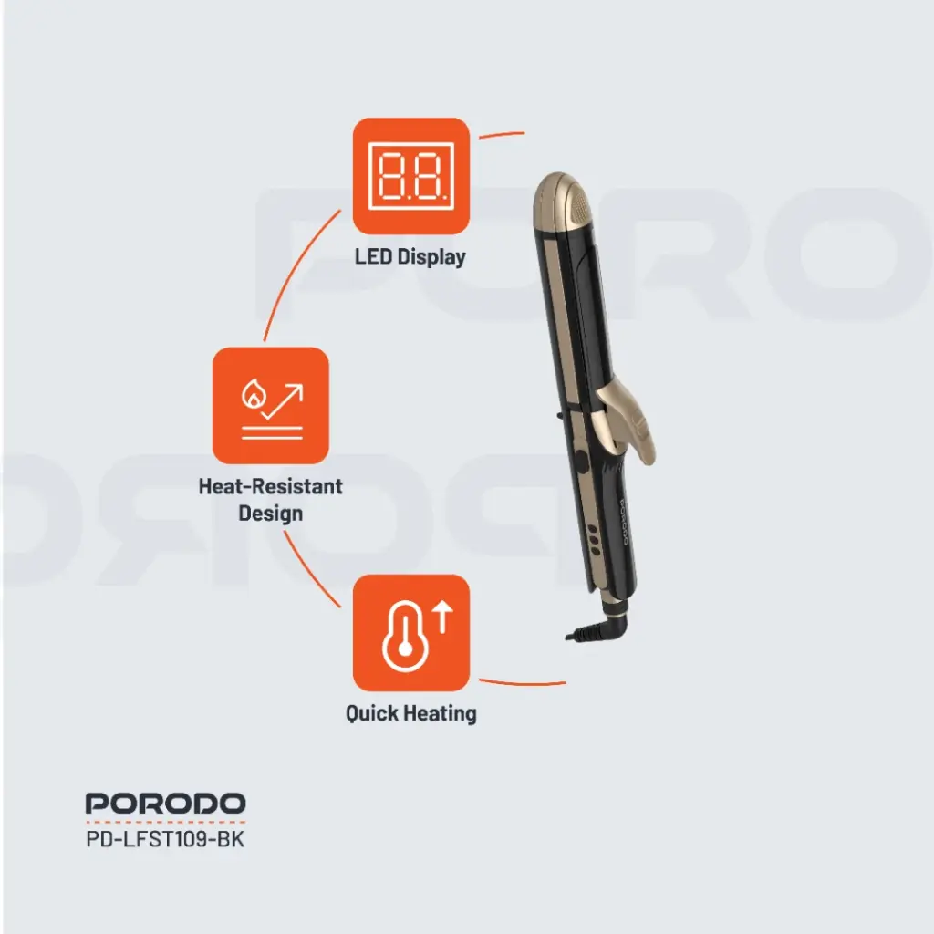 PORODO LIFESTYLE 4 STYLES HAIR IRON BLACK PD-LFST109-BK - Image 3