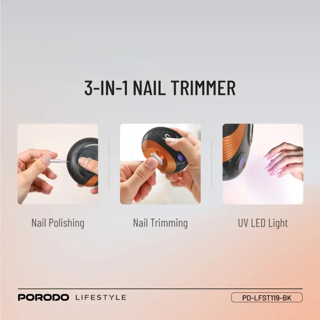 PORODO LIFESTYLE ALL IN ONE NAIL TRIMMER SET BLACK PD-LFST119-BK - Image 5