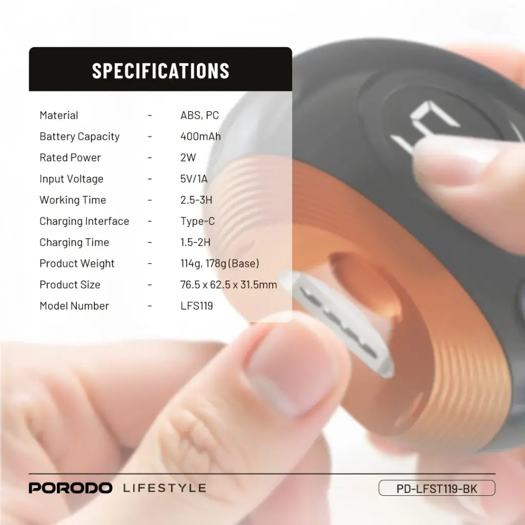 PORODO LIFESTYLE ALL IN ONE NAIL TRIMMER SET BLACK PD-LFST119-BK - Image 4