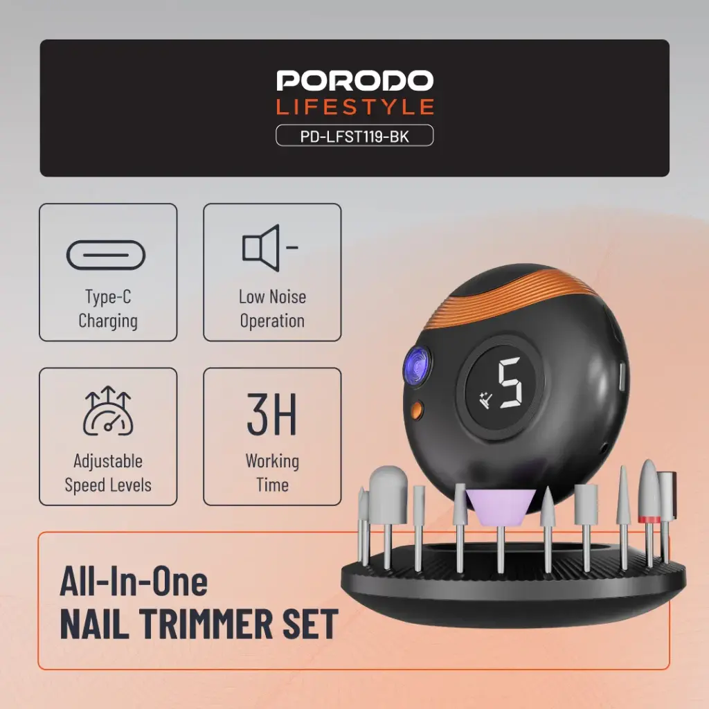 PORODO LIFESTYLE ALL IN ONE NAIL TRIMMER SET BLACK PD-LFST119-BK - Image 9