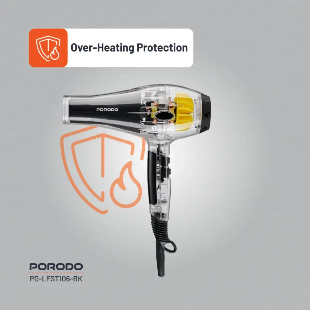 PORODO LIFESTYLE CRYSTAL SHELL HAIR DRYER BLACK PD-LFST106-BK - Image 8