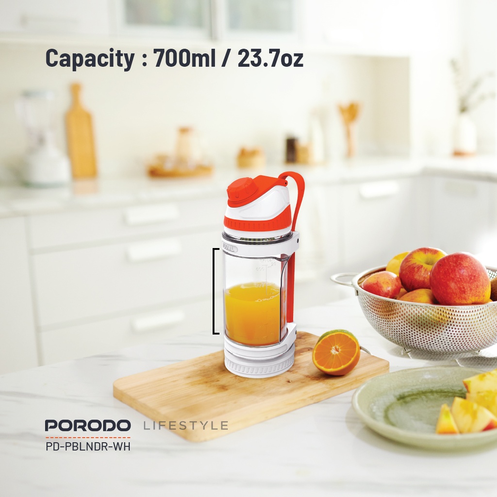 PORODO LIFESTYLE DUAL SPIN CLOCK WISE REVERSE PORTABLE BLENDER WHITE PD-PBLNDR-WH - Image 5