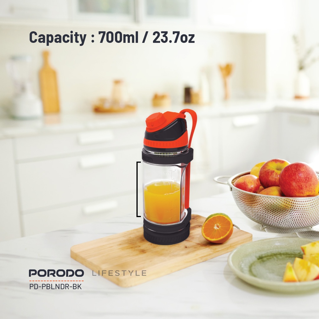 PORODO LIFESTYLE DUAL SPIN CLOCK WISE & REVERSE PORTABLE BLENDER BLACK PD-PBLNDR-BK - Image 7
