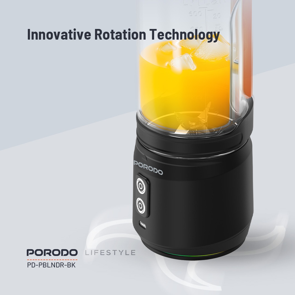 PORODO LIFESTYLE DUAL SPIN CLOCK WISE & REVERSE PORTABLE BLENDER BLACK PD-PBLNDR-BK - Image 6