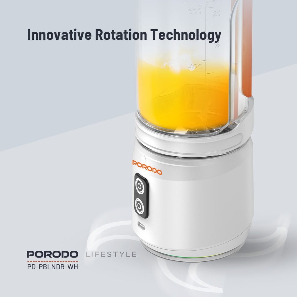 PORODO LIFESTYLE DUAL SPIN CLOCK WISE REVERSE PORTABLE BLENDER WHITE PD-PBLNDR-WH - Image 6
