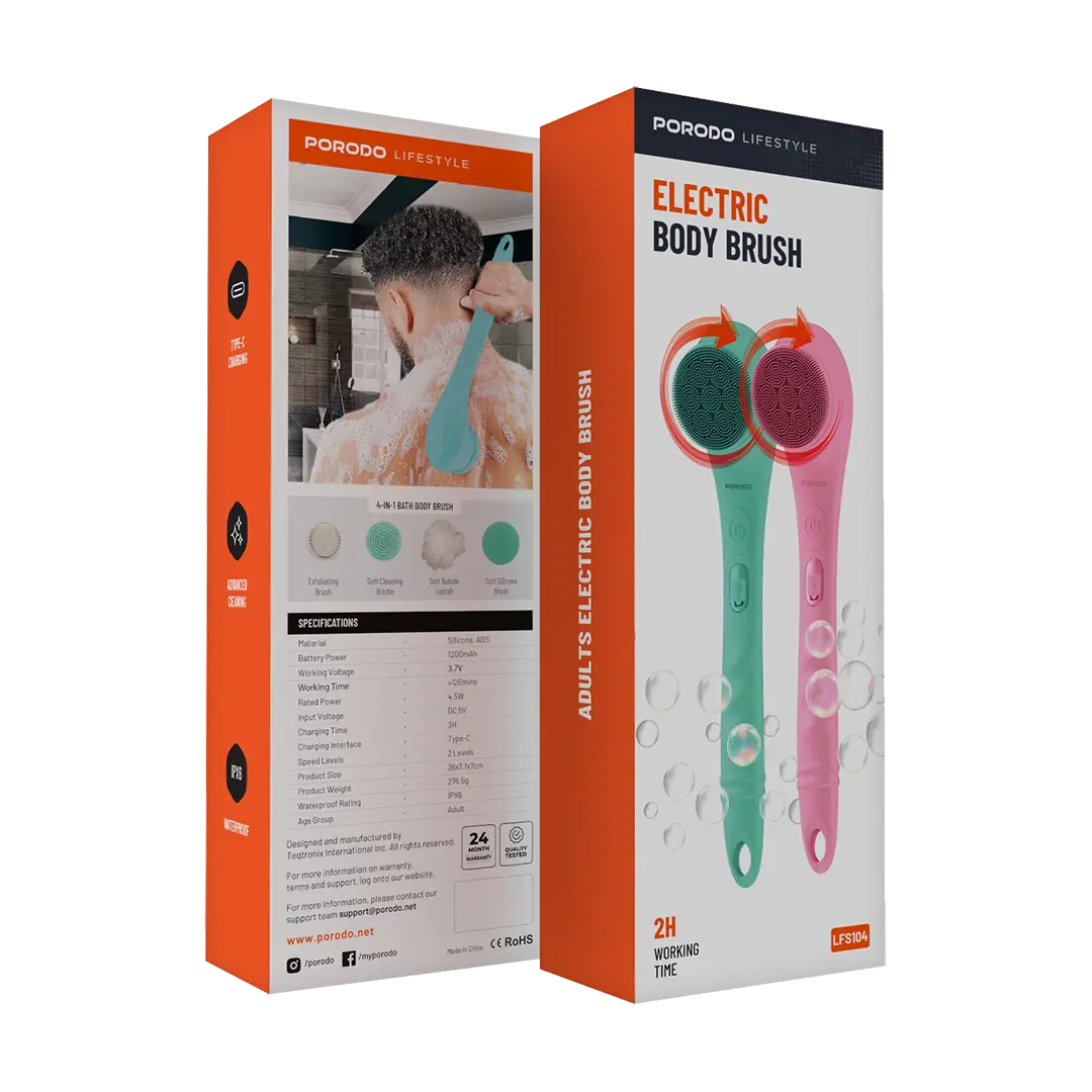 PORODO LIFESTYLE ELECTRIC BODY BRUSH BLUE PD-LFST104-BU - Image 3