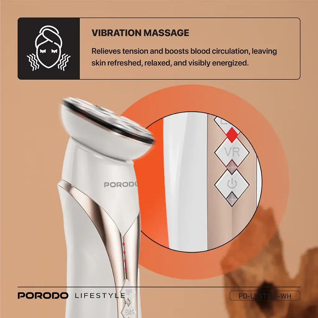 PORODO LIFESTYLE RF AND EMS VIBRATION LIGHT THERAPY DEVICE WHITE PD-LFST100-WH - Image 7