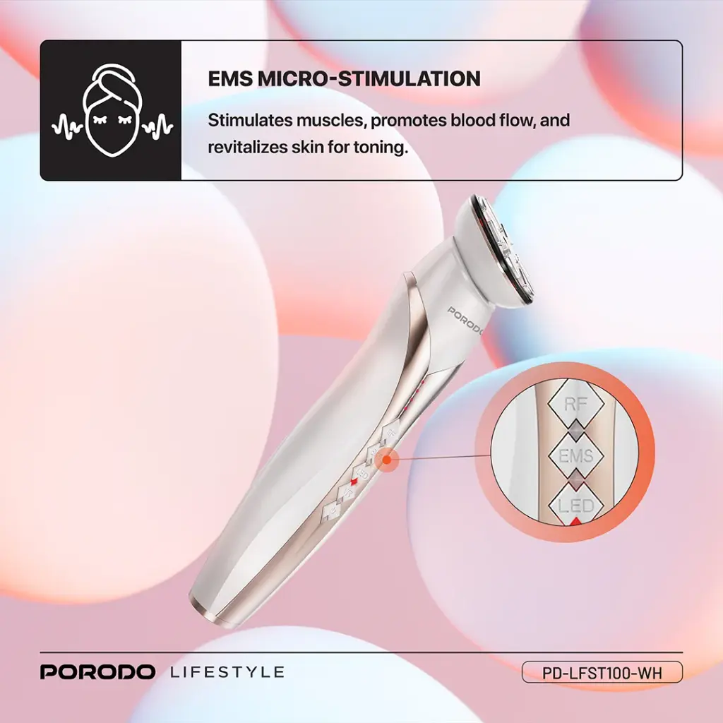 PORODO LIFESTYLE RF AND EMS VIBRATION LIGHT THERAPY DEVICE WHITE PD-LFST100-WH - Image 6