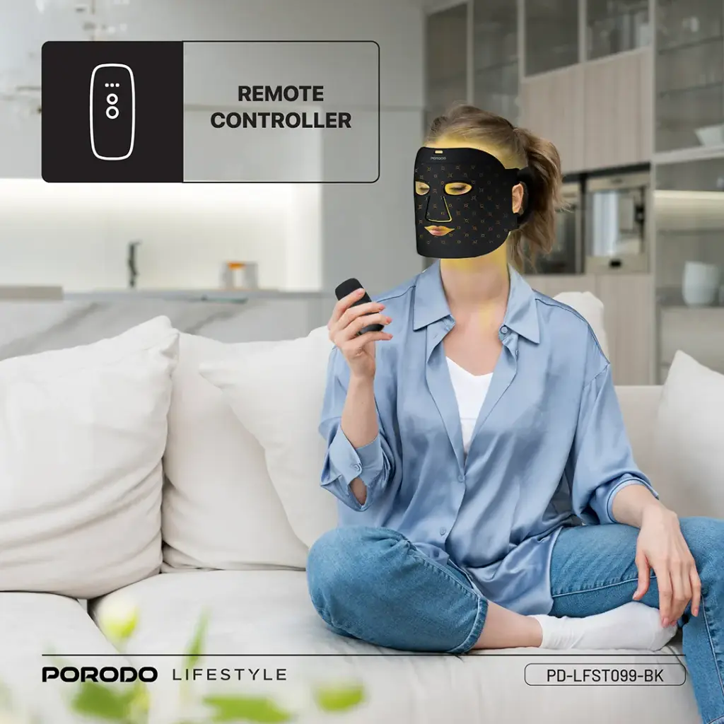 PORODO LIFESTYLE RED LIGHT THERAPY FACE MASK BLACK PD-LFST099-BK - Image 12