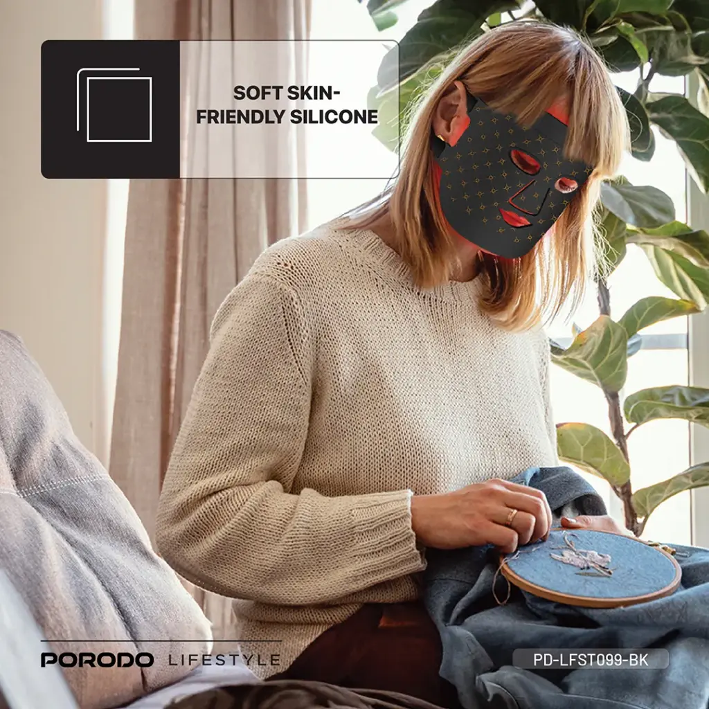 PORODO LIFESTYLE RED LIGHT THERAPY FACE MASK BLACK PD-LFST099-BK - Image 9