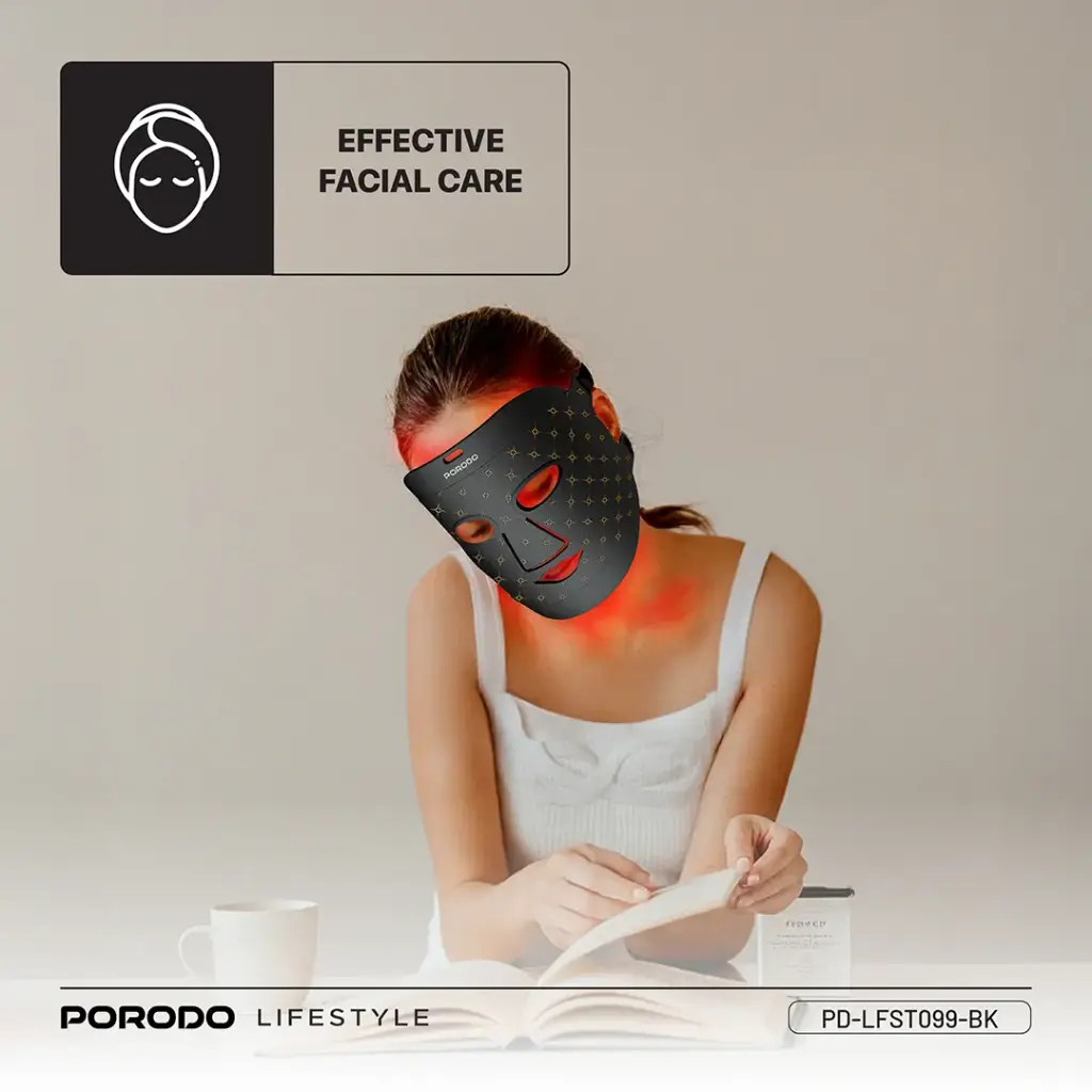 PORODO LIFESTYLE RED LIGHT THERAPY FACE MASK BLACK PD-LFST099-BK - Image 6