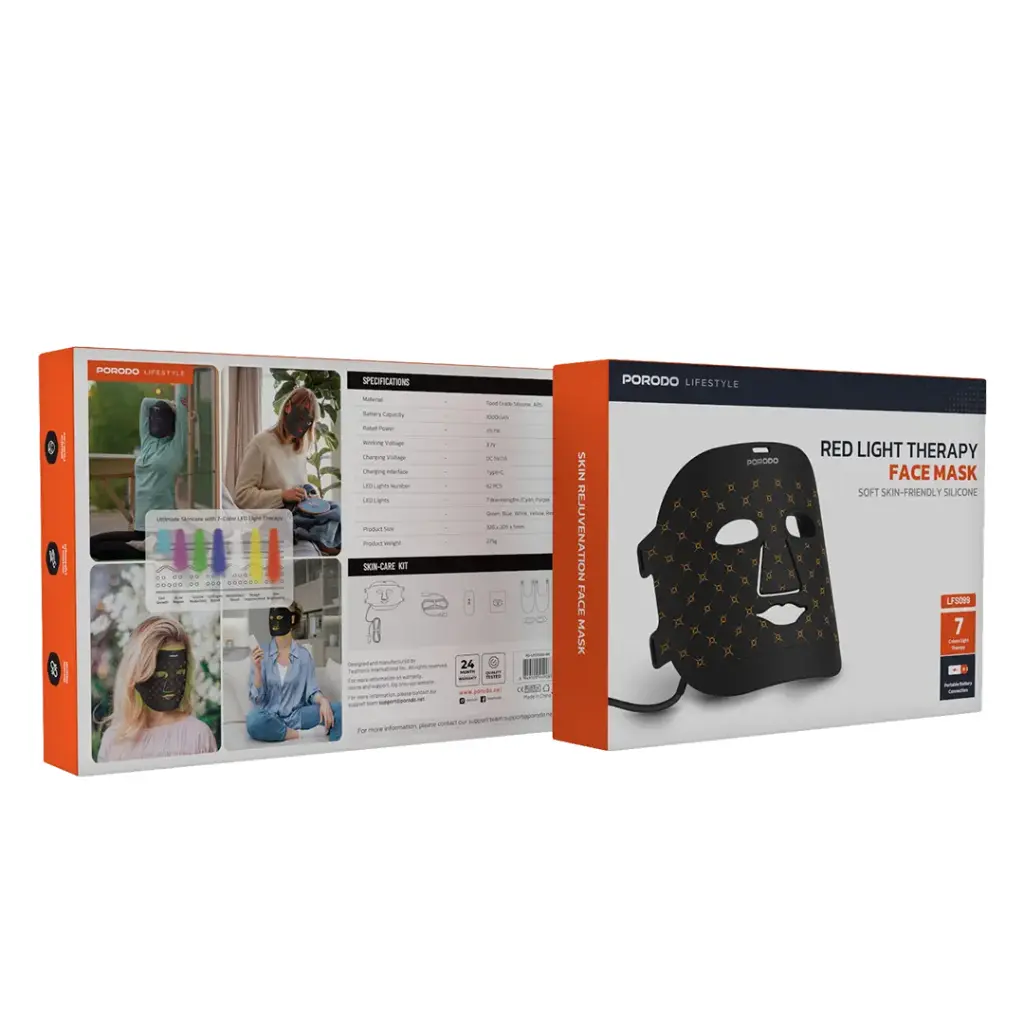 PORODO LIFESTYLE RED LIGHT THERAPY FACE MASK BLACK PD-LFST099-BK - Image 13