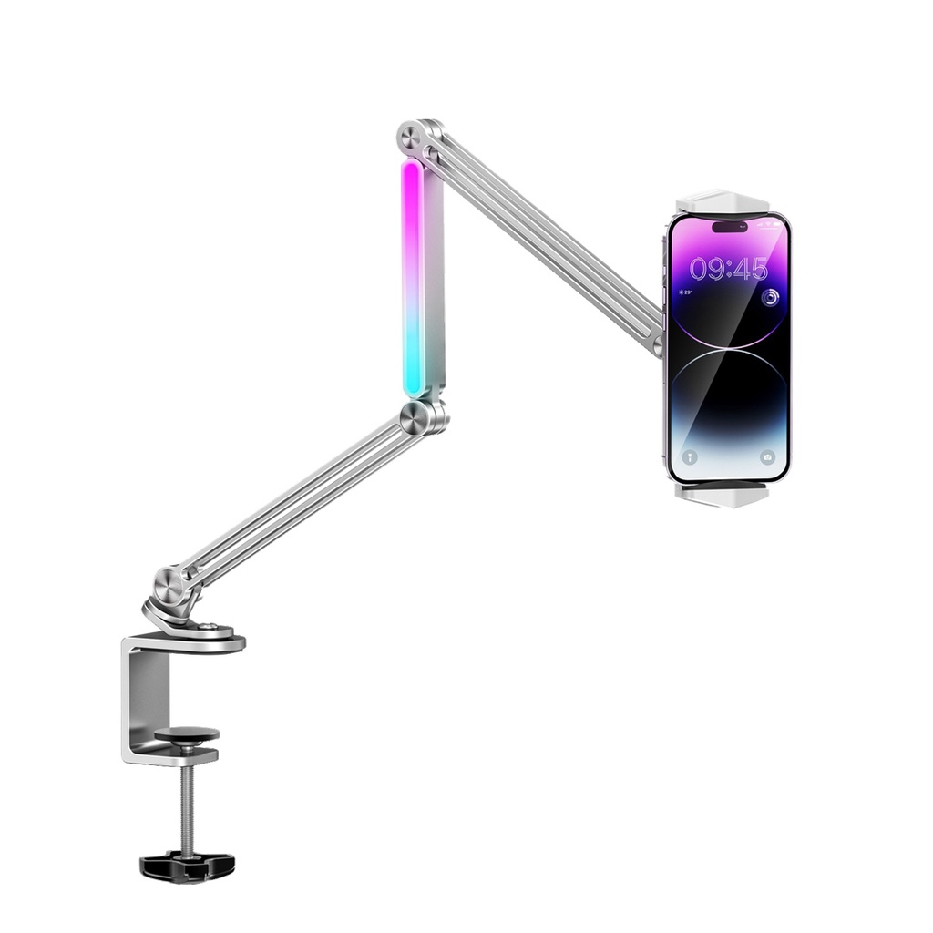 PORODO MULTI JOINT ALUMINIUM DESK MOUNT WITH ADJUSTABLE CLAMP GREY PD-LFST051-GY - Image 2
