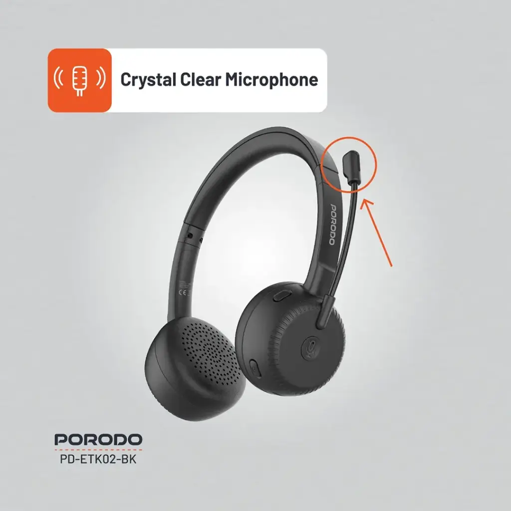 PORODO OFFICE WIRELESS HEADSET BLACK PD-ETK02-BK - Image 4