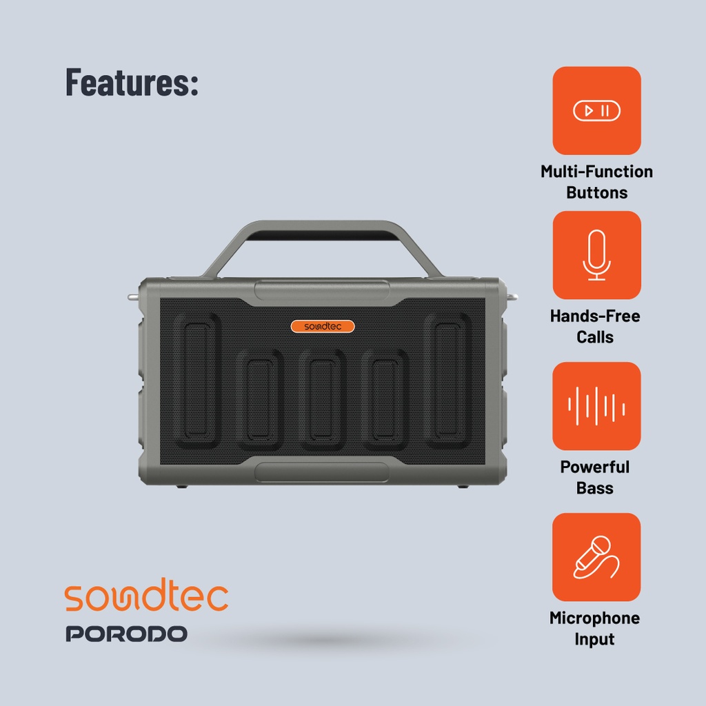 PORODO SOUNDTEC SURGE 2.2 CHANNEL PARTY BLACK SPEAKER PD-STPS100-BK - Image 4